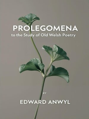 cover image of Prolegomena to the Study of Old Welsh Poetry